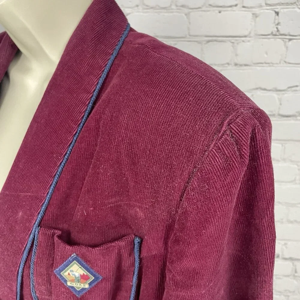 VTG Lindsey Scott Sport Purple Corduroy Golf Blazer Jacket USA Made Size 8